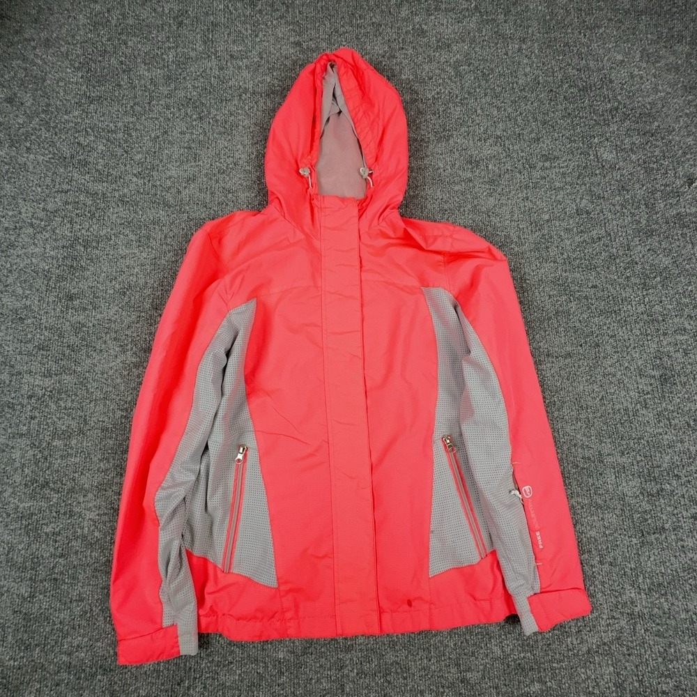 Free Country Jacket Womens Medium Pink Athletx Hooded Full Zip Windbreaker